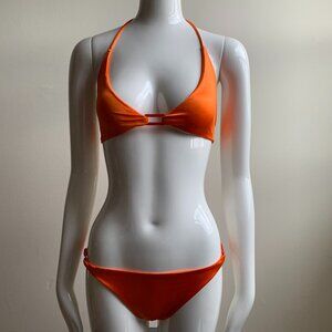 Sauvage california Orange satin bikini Large top & Small Bottom bikini